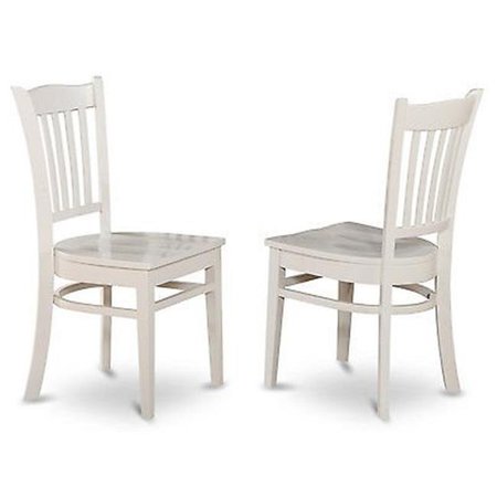 EAST WEST FURNITURE East West Furniture GRC-WHI-W Gronton Dining Chair with Wood Seat in Linen White Finish Pack of 2 GRC-WHI-W